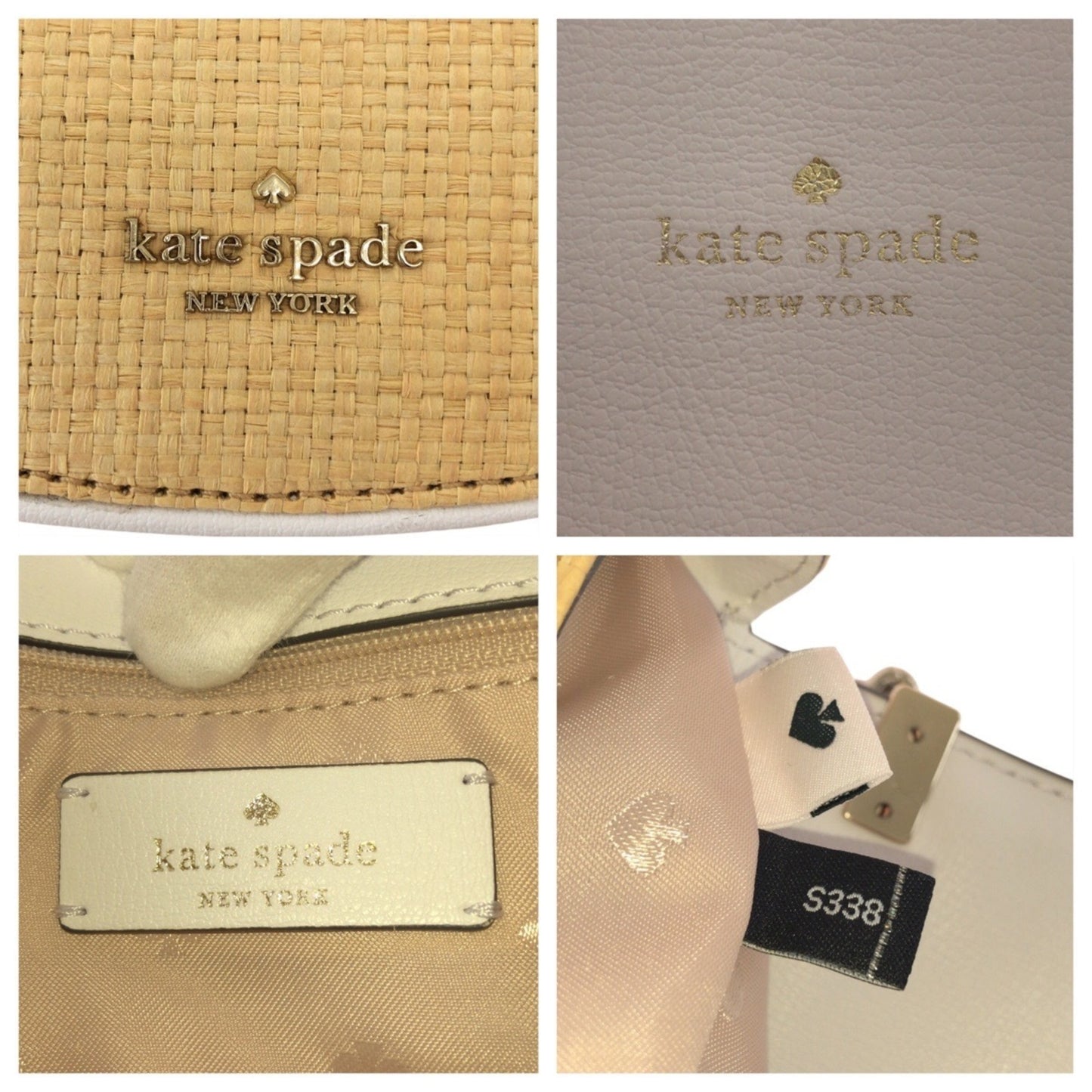 Kate Spade White Leather Raffia Shoulder Bag Pochette