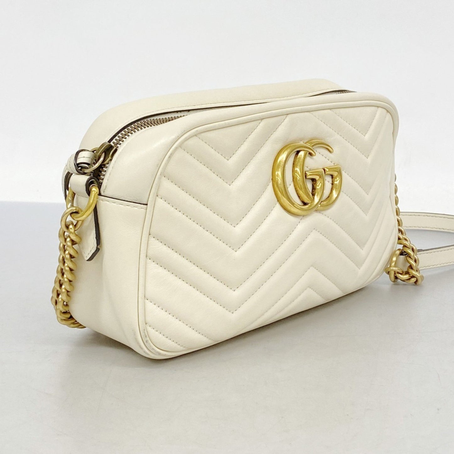 Gucci Gg Marmont Shoulder Bag 447632 Leather Ivory