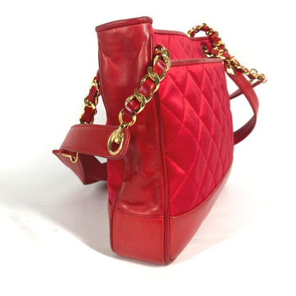 Chanel Vintage Coco Ball Matelasse Quilted Chain Bag Shoulder Tote Satin Leather