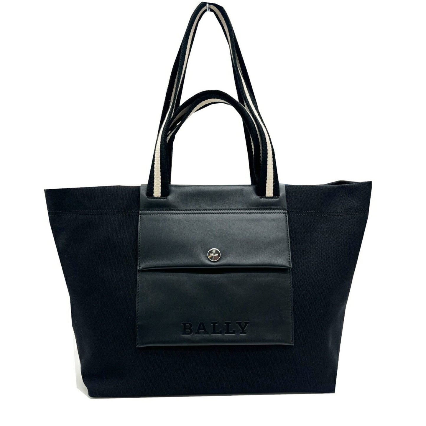 Bally Tote Bag Canvas Leather 2-Way Shoulder Handbag Black
