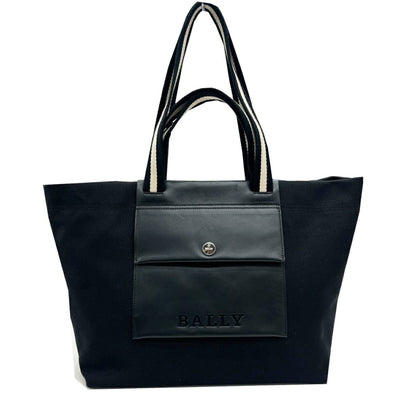 Bally Tote Bag Canvas Leather 2-Way Shoulder Handbag Black