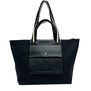 Bally Tote Bag Canvas Leather 2-Way Shoulder Handbag Black