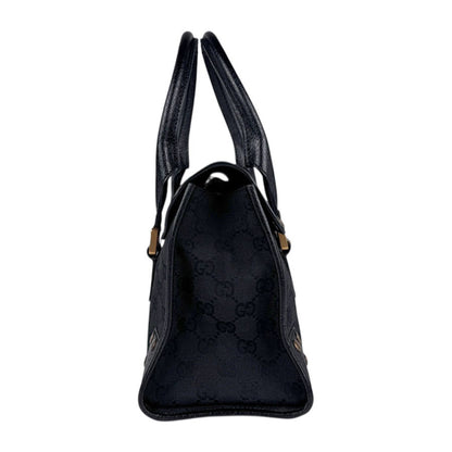 Gucci Handbag Gg Canvas Leather Black Bronze