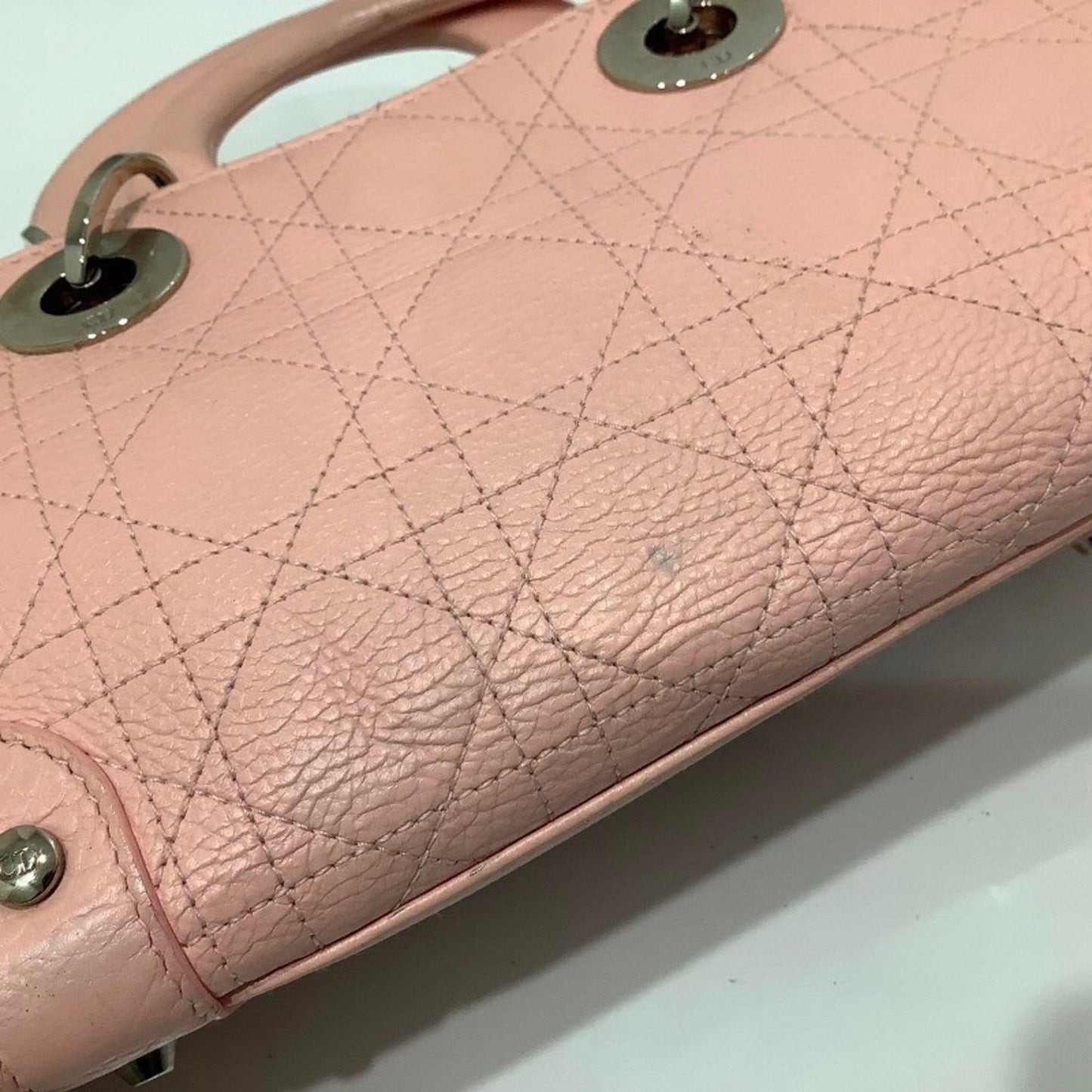 Christian Dior Lady Cannage Handbag In Pink Leather