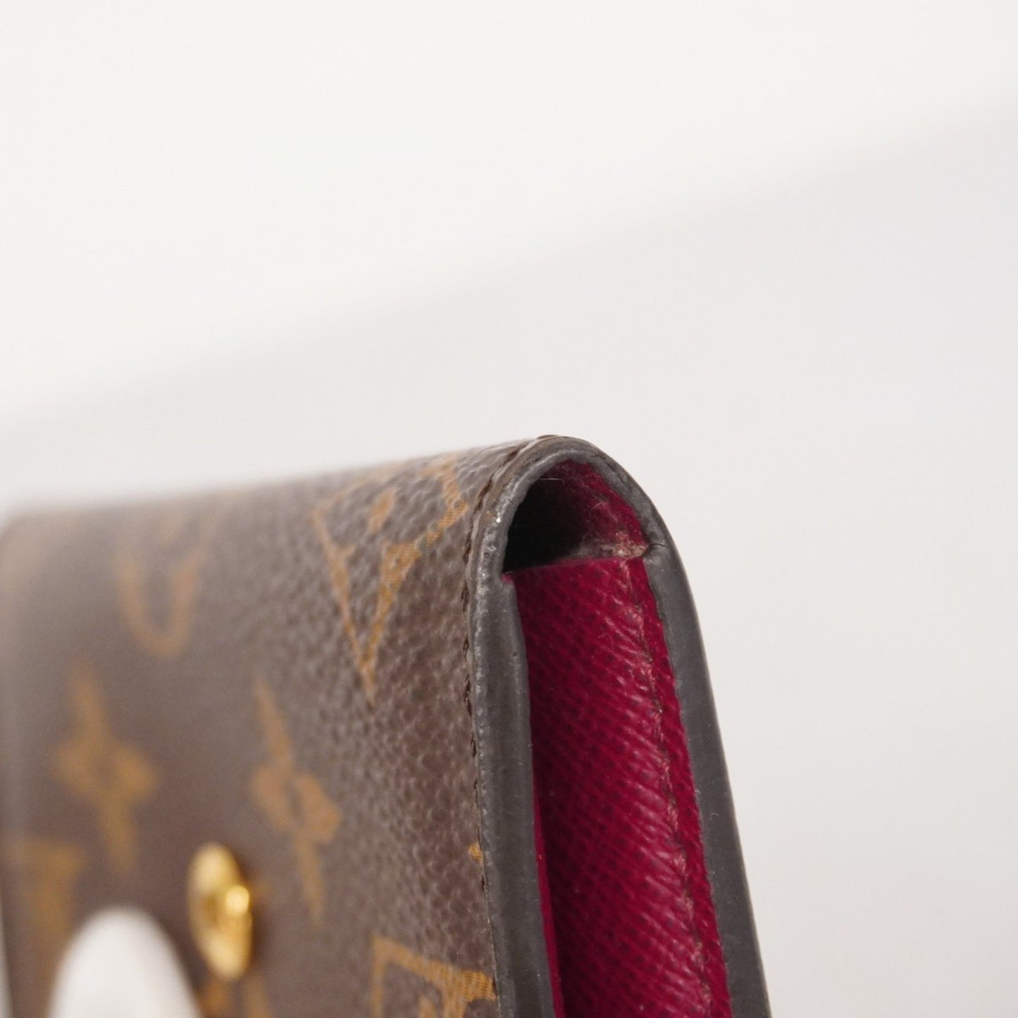 Louis Vuitton Monogram Porte Monnaie Wallet/Coin Case M41939 Brown Fuchsia