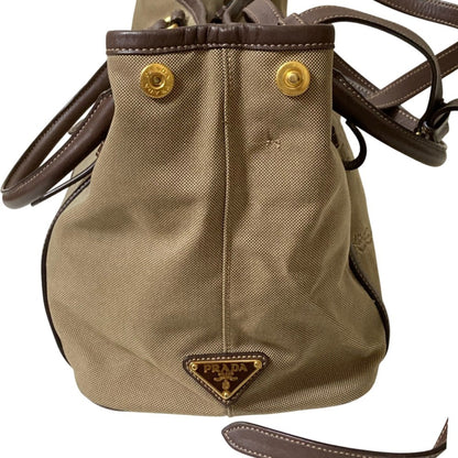 Prada Prada Canvas 2-Way Tote Bag/Handbag Bn1841 Khaki Brown