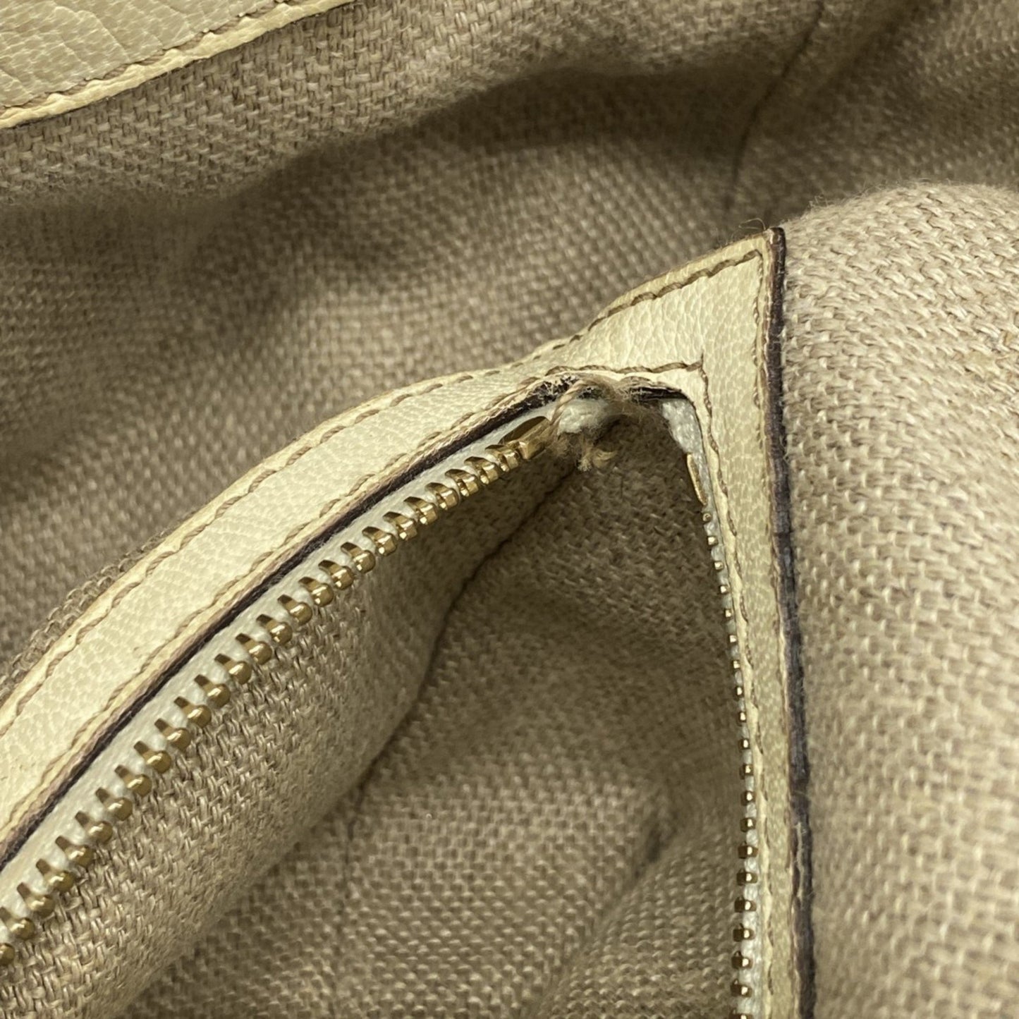 Gucci Bamboo Horsebit Handbag 154375 Leather Ivory Champagne