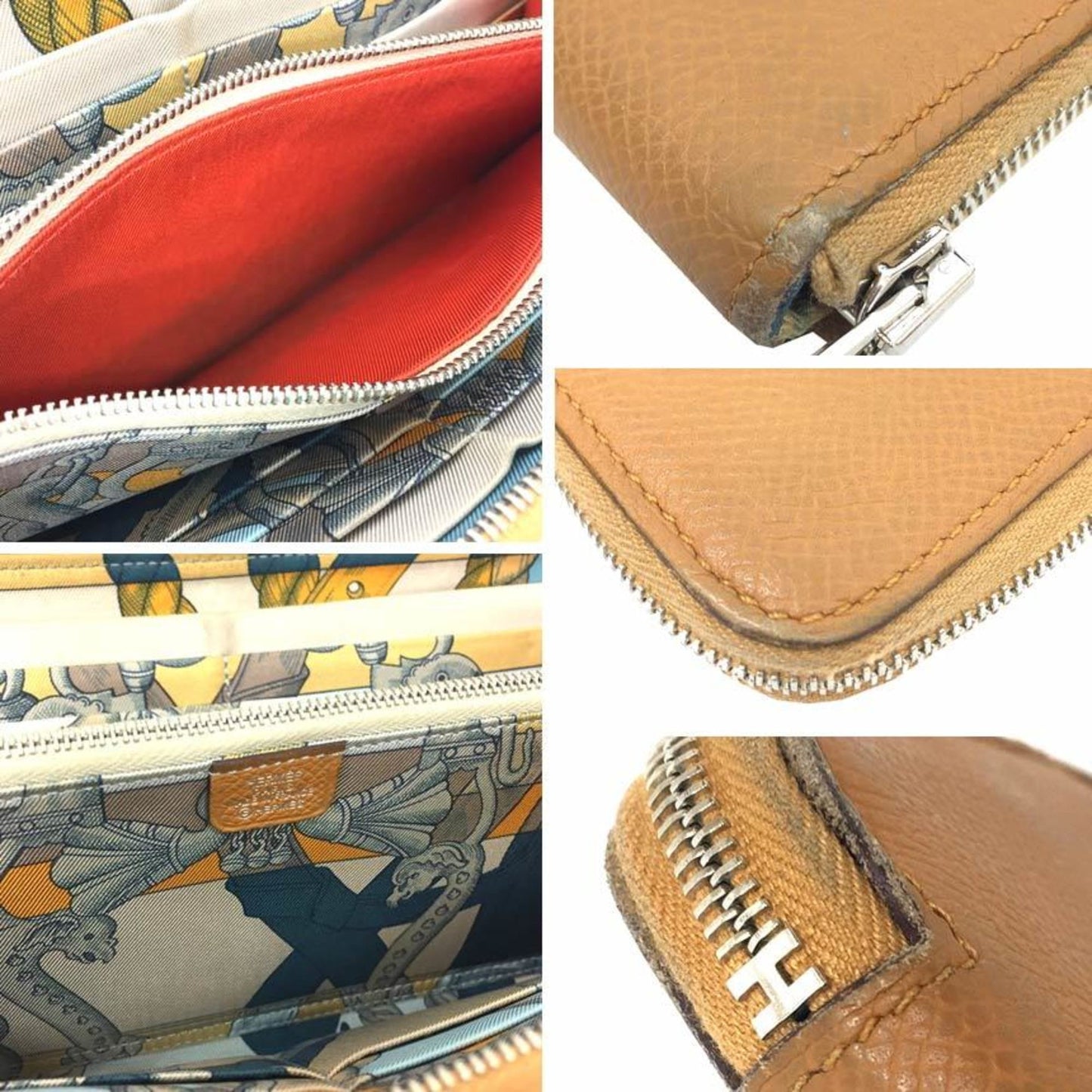 Hermes Azap Silkin Wallet Long Round Della Cavalleria Brown Hermes