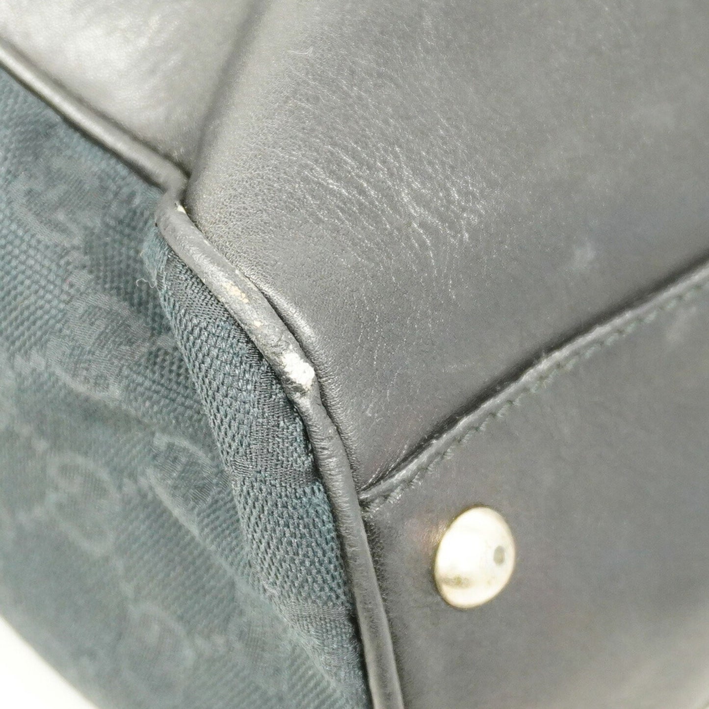 Gucci Gg Canvas Tote Bag 169944 Black Champagne