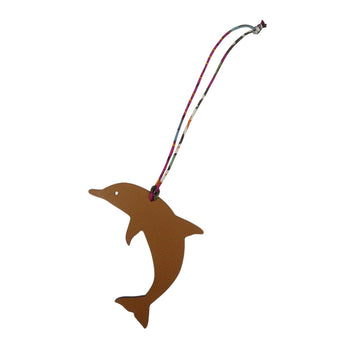 Like New Hermes Petit H Dolphin Epsom Leather Brown Pink Bag Charm 0816Hermes