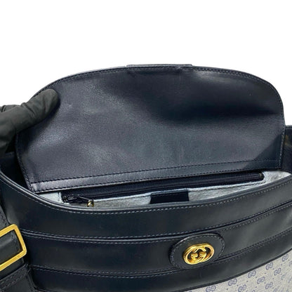 Gucci Old Gucci Micro Gg Logo Hardware Leather Genuine Shoulder Bag Pochette Navy 03913