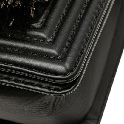 Chanel Coco Mark Boy 25 Crossbody Chain Shoulder Bag In Black Lambskin