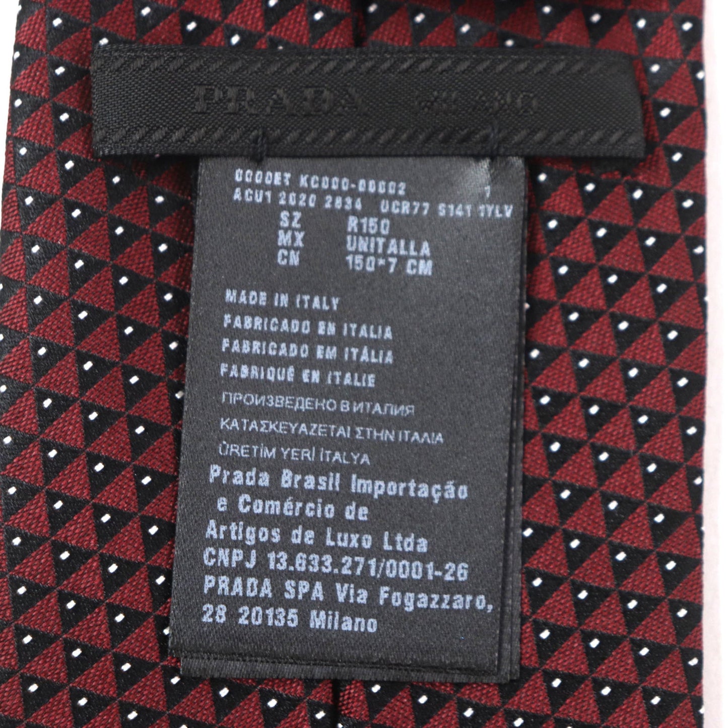 Prada 2020 Ucr77 100% Silk All-Over Logo Tie