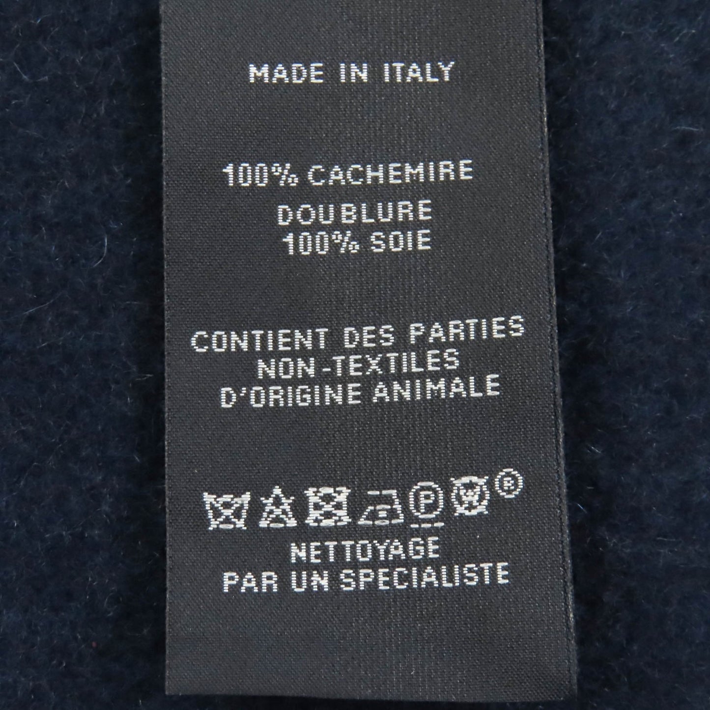 Hermes H259096S Allumette Pocket 100% Cashmere Marine Cobalt Leather Tag Fringe Large Shawl Scarf