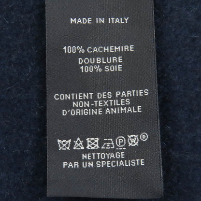 Hermes H259096S Allumette Pocket 100% Cashmere Marine Cobalt Leather Tag Fringe Large Shawl Scarf