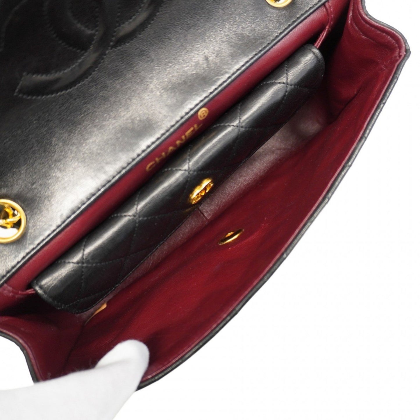 Chanel Shoulder Bag Matelasse W Chain Lambskin Black