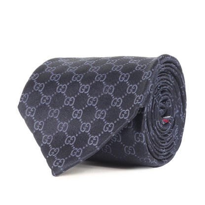 Gucci Gg Monogram Web Stripe Silk Tie