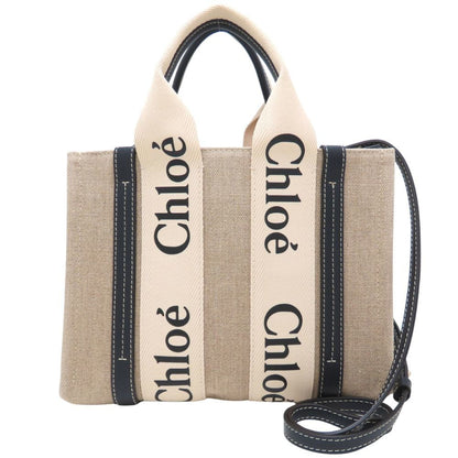 Chlo Chloe Woody Small Tote (Chc22As397I2691J) Handbag In Linen And Calfskin