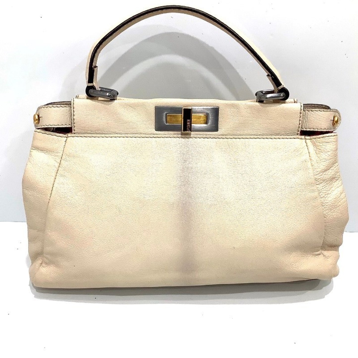 Fendi Peekaboo 8Bn211 Bag Handbag White Ivory Fendi Ja-24389