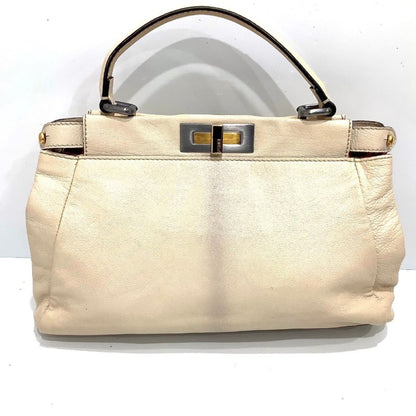 Fendi Peekaboo 8Bn211 Bag Handbag White Ivory Fendi Ja-24389