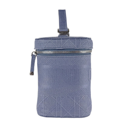 Christian Dior Handbag Vanity Bag Canvas Blue Silver