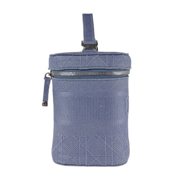 Christian Dior Handbag Vanity Bag Canvas Blue Silver