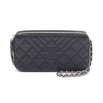 Chanel Double Zip Shoulder Bag In Grained Calfskin Leather
