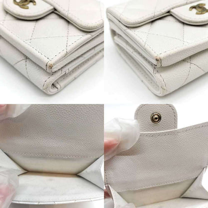 Chanel Matelasse Wallet Tri-Fold White Champagne