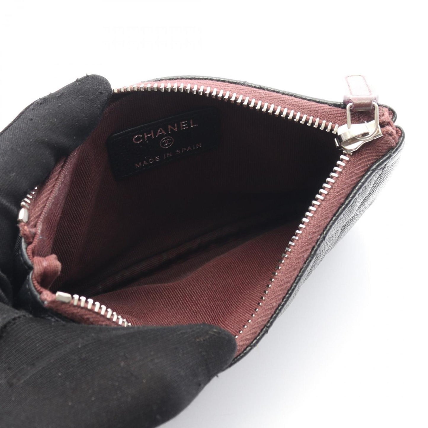 Chanel Matelasse Pouch Bag In Grained Calfskin Leather