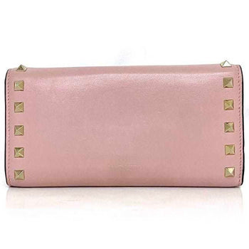 Valentino Garavani Bifold Long Wallet Pink Rockstud Studded Leather