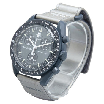 Omega X Swatch Moonswatch Mission To Mercury Watch So33A100 Quartz Movement Gray Dial Ceramic Nylon