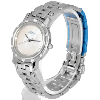 Hermes Hermes Cl4.230 Clipper Nacle Watch Quartz Shell Dial Bezel 12P Diamond