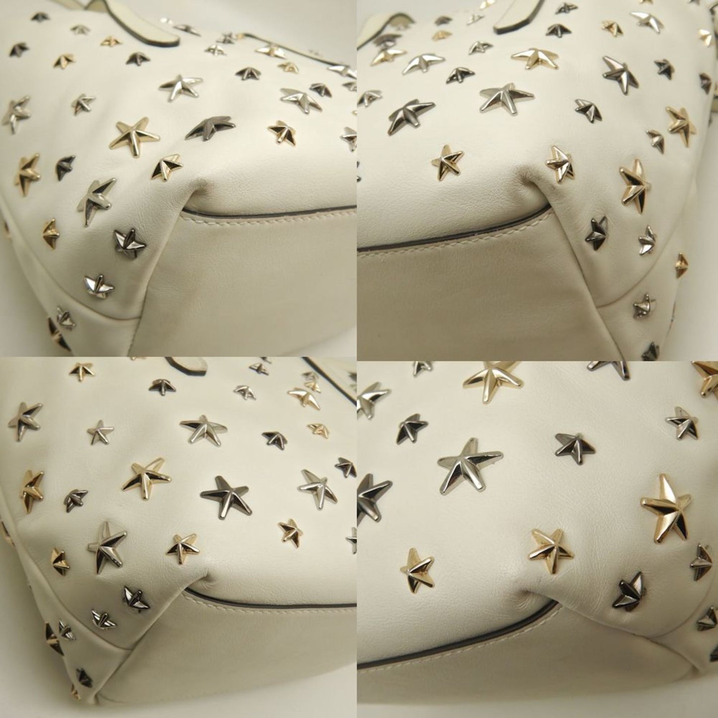 Jimmy Choo Mini Sarah Star Stud Handbag In White Leather