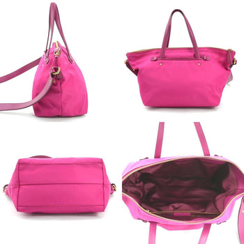 Salvatore Ferragamo Handbag Shoulder Bag Gancini Nylon Leather Magenta Gold
