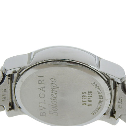 Bvlgari Solo Tempo Watch St29S Stainless Steel Quartz Analog Display Black Dial