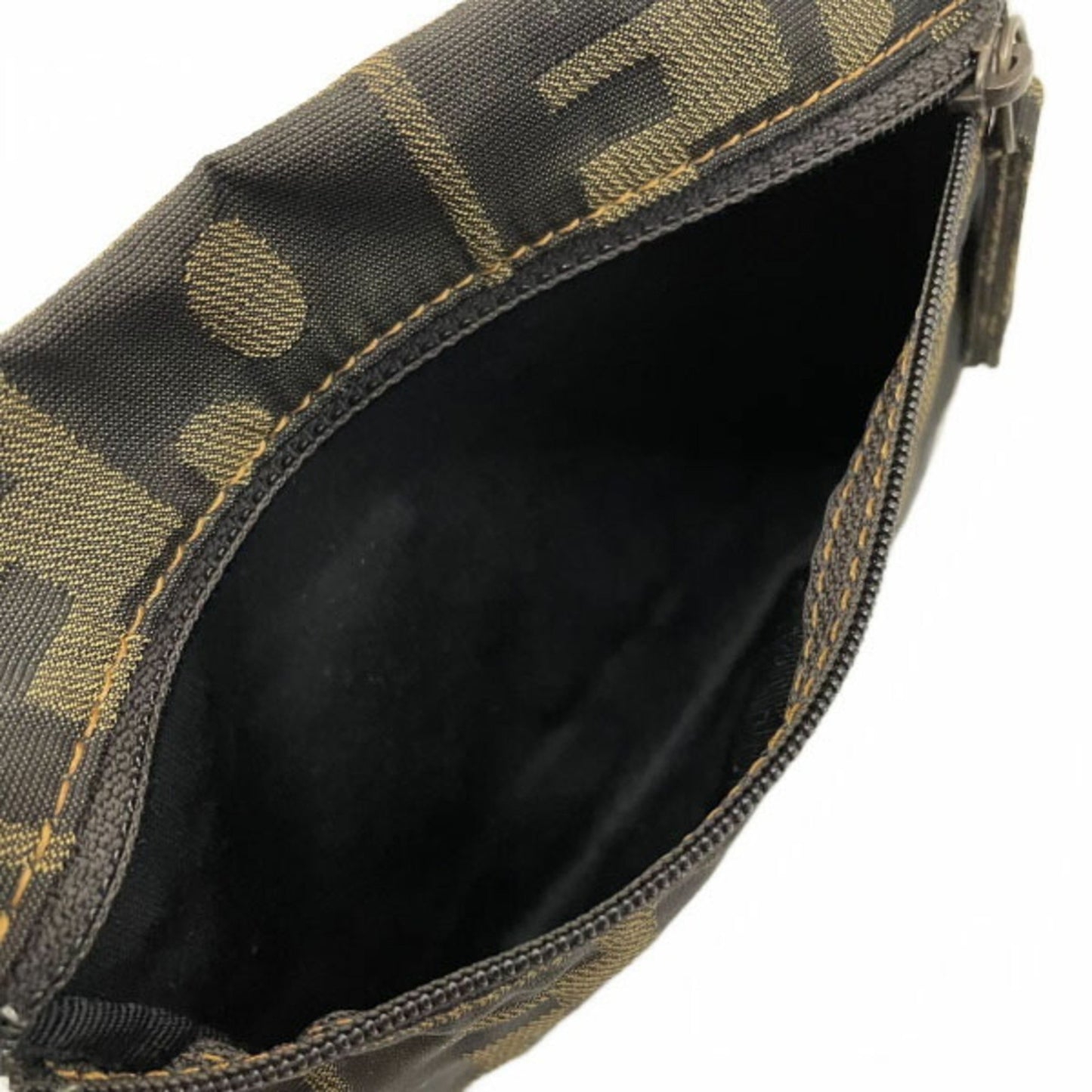 Fendi Handbag Zucca Tote Bag Nylon Brown 7Va196 Ff Skull Kn-13038