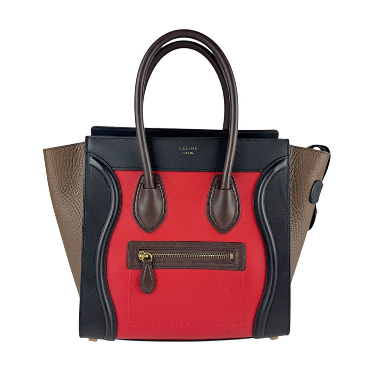 Celine Luggage Micro Shopper Handbag In Red