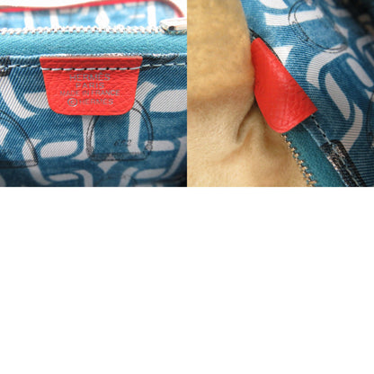 Herms Azap Compact Silk-In Coin Case X Ts 011 Au Leather Orange 0097 Hermes