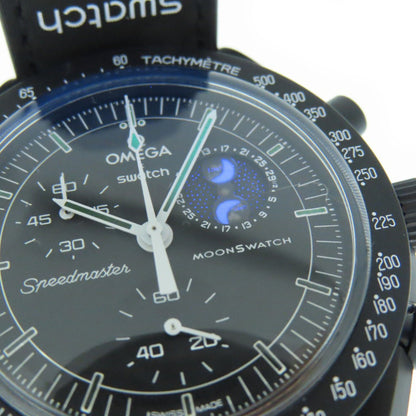 Unused Omega Quartz X Swatch Mission To The Moon Phase Snoopy Speedmaster S033B700 Wristwatch