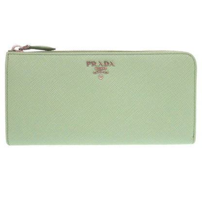 Like New Prada Saffiano Green L-Shaped Long Wallet 0372Prada
