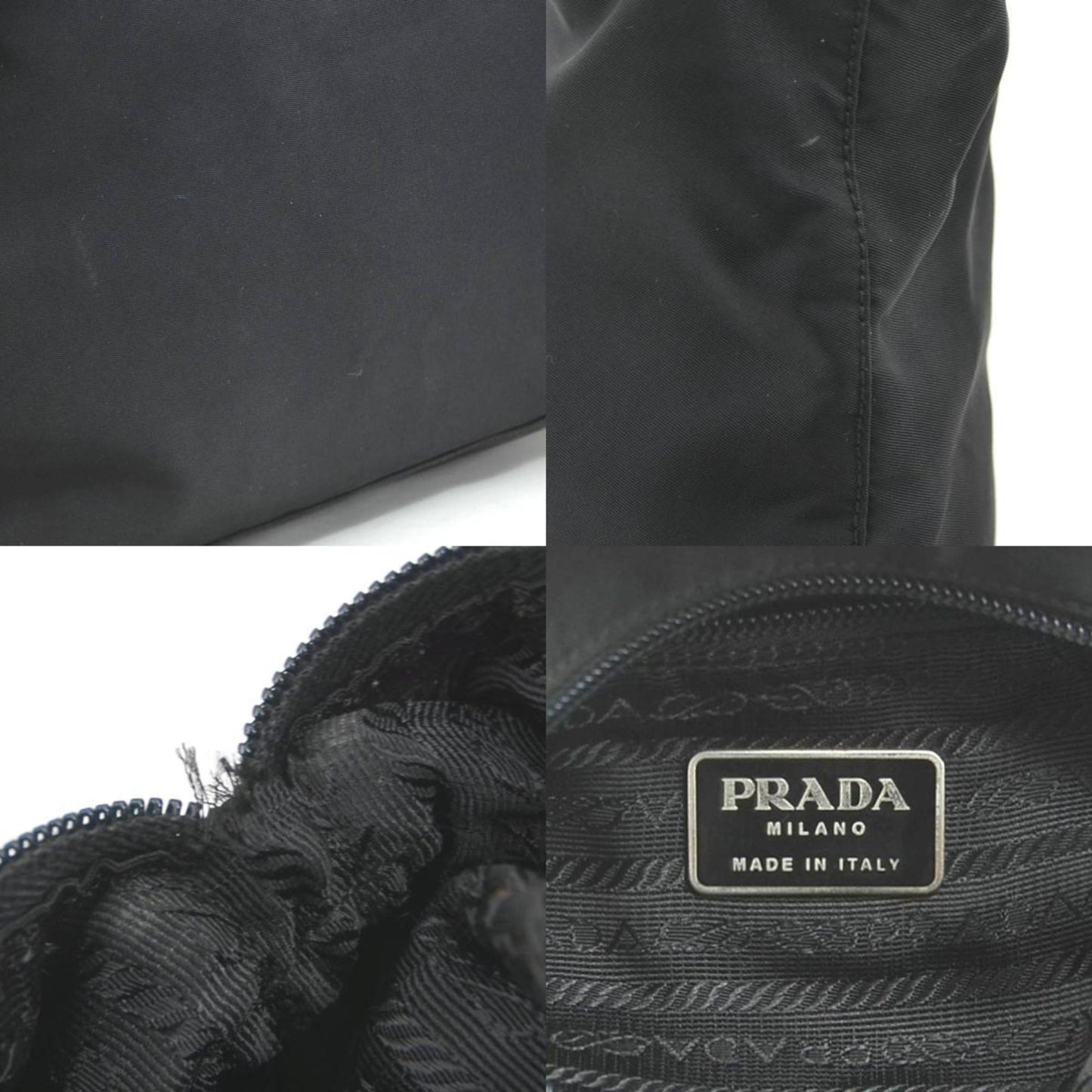 Prada Handbag Nylon Black Silver