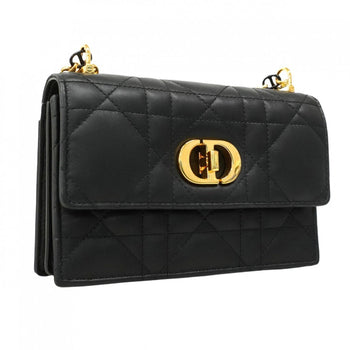 Christian Dior Cannage Miska 12 Shoulder Bag In Black Leather