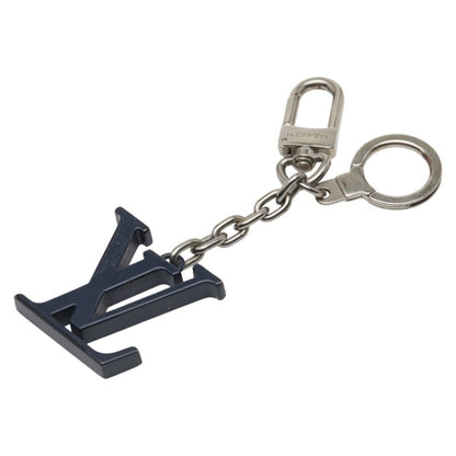 Louis Vuitton Porte-Cls Initial Keychain Charm Bag M66839 Silver Navy Metal