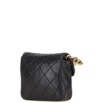 Chanel Micro Mini Matelasse Coco Mark Chain Shoulder Bag In Black