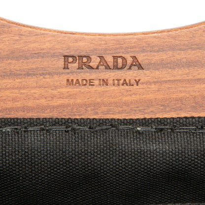 Prada Canapa Handbag/Shoulder Bag 2Way 1Bg350 Black Brown Cotton Wood