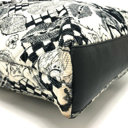 Chanel Camellia Bag Chevron Corduroy Shoulder Ribbon Handbag Tote Canvas