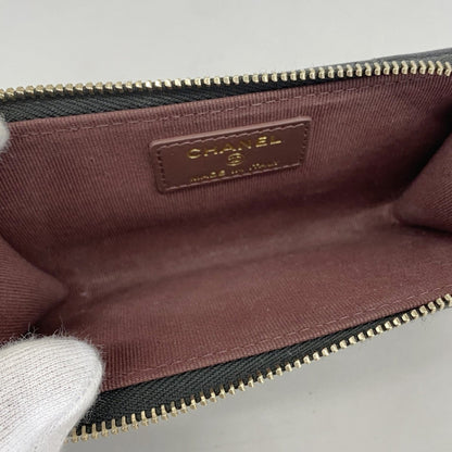 Chanel Wallet/Coin Case Matelasse Caviar Leather Black Champagne