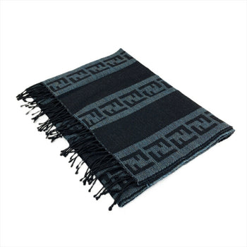Fendi Scarf Wool 160Cm Black Zucca Cravatte