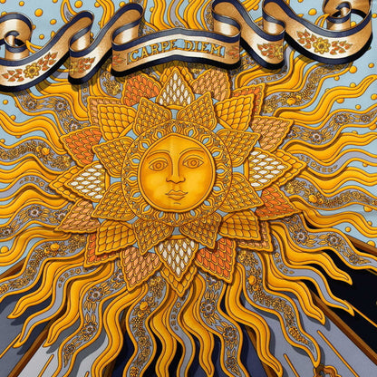 Hermes Herms Carr 90 Carpe Diem "Enjoy Today" Scarf