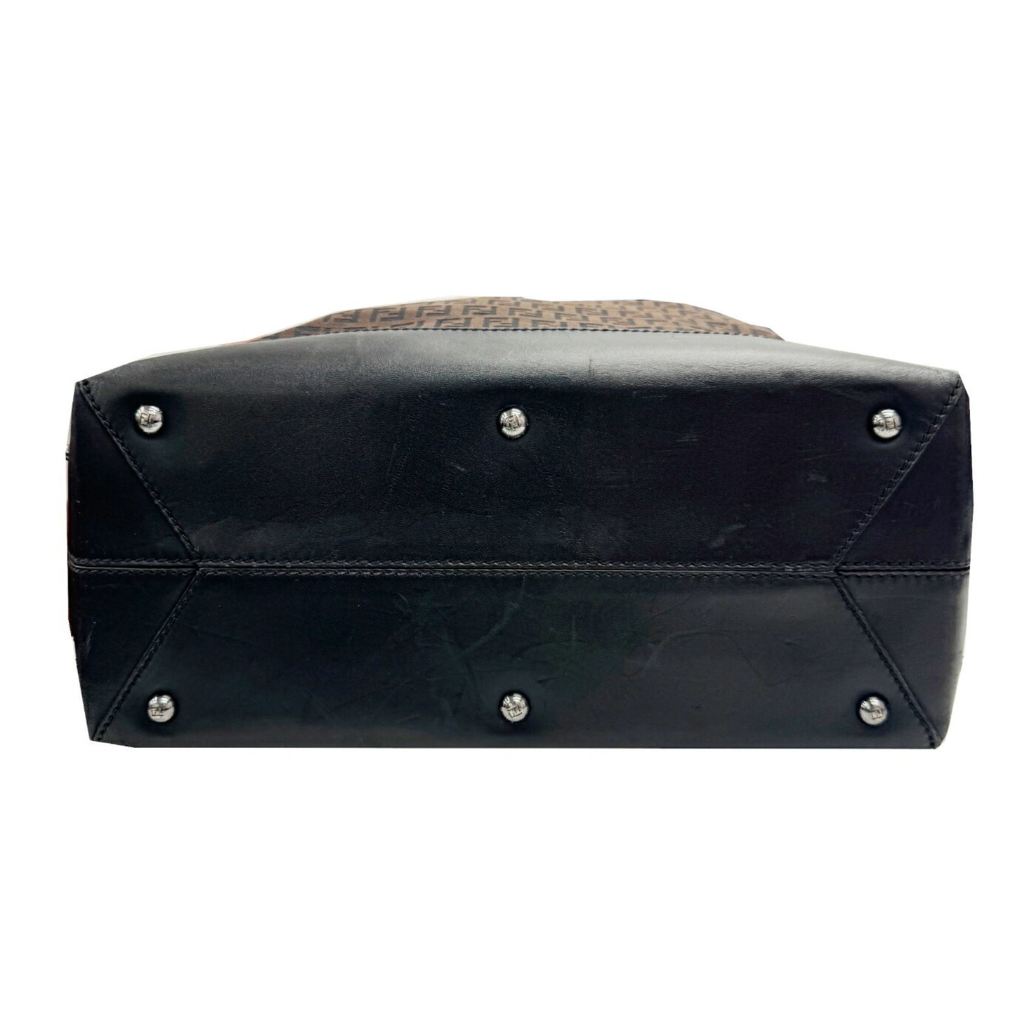 Fendi Zucchino Handbag Tote Bag Canvas Leather